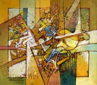 Chitra Pritam, Visual Music, 14 x 16 Inch, Oil on Canvas, Abstract Painting, AC-CP-271